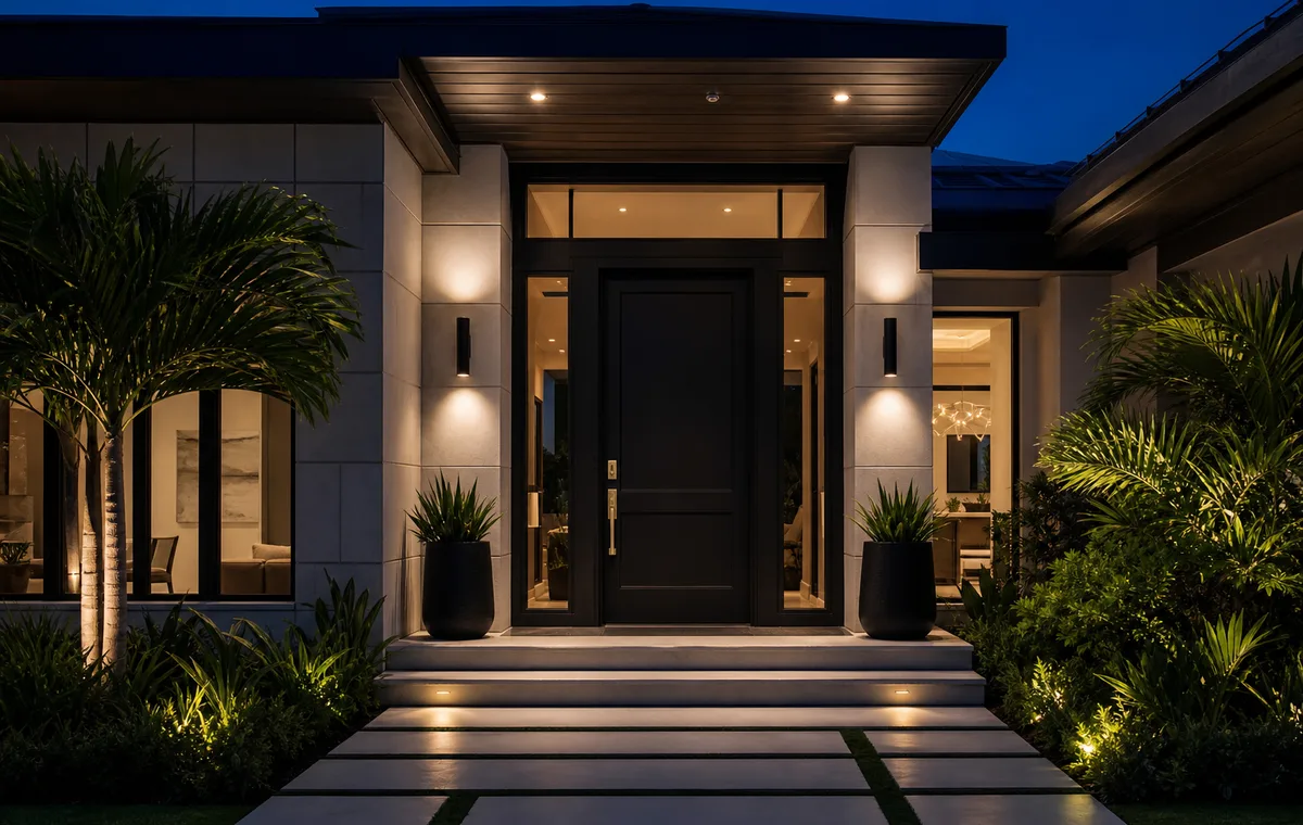 Modern secure residential entrance